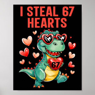 Poster Drôle, je vole 67 coeurs T-rex dinosaure Saint Val