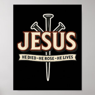 Poster Drôle Jésus Il Est Mort Il Est Ressuscité Il Vit C