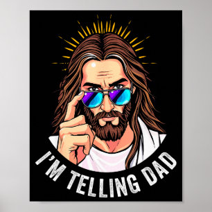 Poster Drôle Jésus je le dis à Papa Religieux