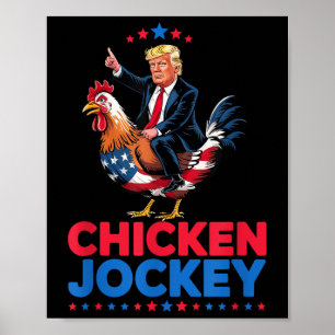 Poster Drôle Jockey de poulet Trump Mème