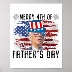 Poster Drôle Joe Biden 4 juillet Joyeux 4ème Des Pères D