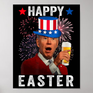 Poster Drôle Joe Biden Confus Joyeuses Pâques Pour 4 Juil