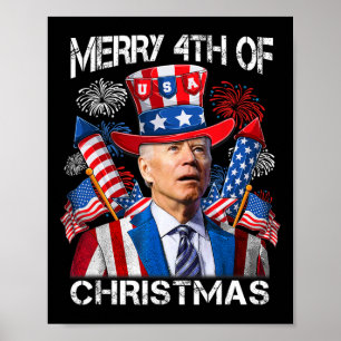 Poster Drôle Joe Biden Joyeux 4 de Noël 4 juillet