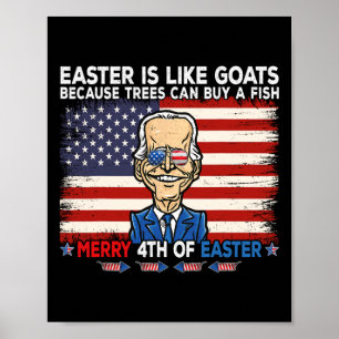 Poster Drôle Joe Biden Joyeux 4ème de la conception de Pâ