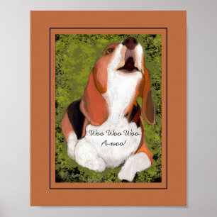 Poster Drôle, joli Beagle qui hurle