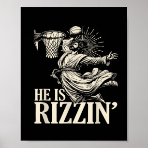 Poster Drôle Jouer Basket Pâques Il Est Rizzin