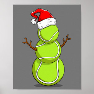 Poster Drôle joueur de tennis Snowman cadeau de Noël