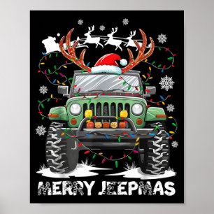 Poster Drôle Joyeux Jeepmas Lumineux Renne Noël Ugly Chri