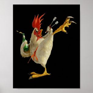 Poster Drôle Karate Poulet Action-emballé Humour Concepti