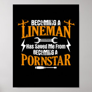 Poster Drôle Lineman Père Homme Câble électrique Linéaire