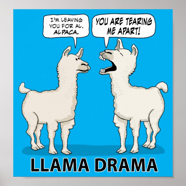 Poster Drôle Llama Drama (Devant)