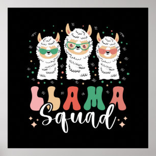 Poster Drôle Llama Squasse Lunettes de soleil Cool Llamas