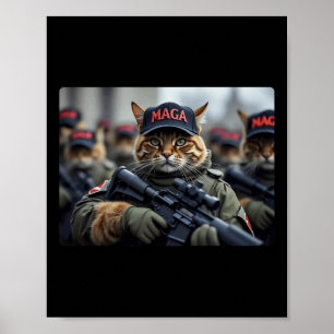 Poster Drôle Mega Cat Avec Fusil - Humoristique Donald Tr