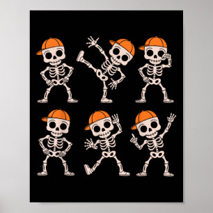 Poster Drôle Mignonne Danser Squelette Halloween Garçons