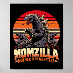 Poster Drôle Momzilla Mère des monstres Rétro Anniversair