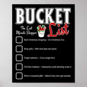 Poster Drôle Noël Bucket List Design Noël Fêtes Hu