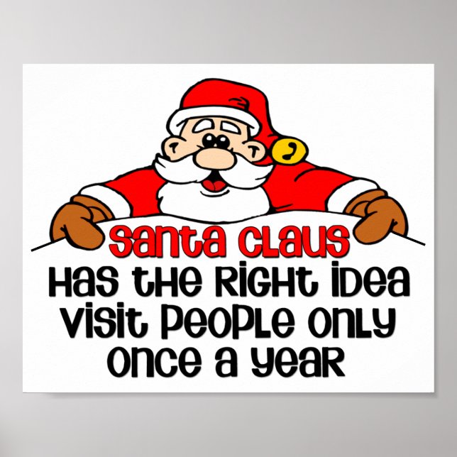 Poster Drôle Noël Père Noël Visite Bah Humbug (Devant)