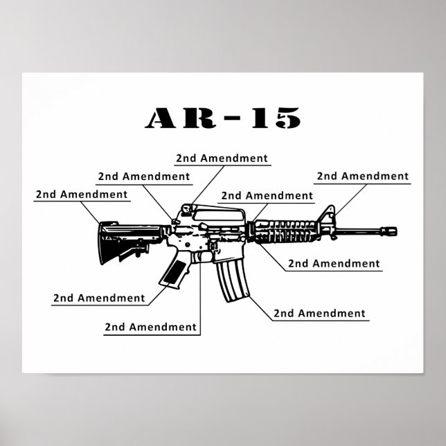 Poster drôle noir et blanc AR-15 (Devant)