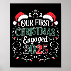 Poster Drôle Notre Premier Noël Fiancés 2025 Pyjama Coupl