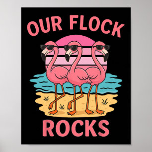 Poster Drôle Notre troupe de moutons Rocks Flamant Rose F