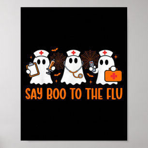 Poster Drôle Nurse Ghost Halloween Vaccine Dit Boo À