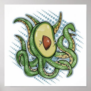 Poster Drôle Octopus Avocado