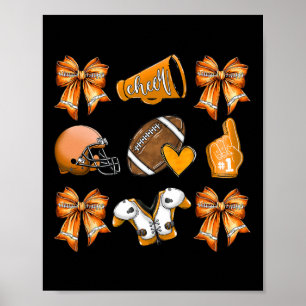 Poster Drôle Orange Cheer Coquette Football Maman Femmes