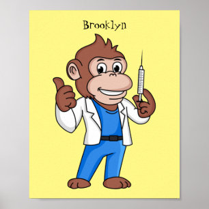 Poster Drôle orangoutan dessinateur docteur