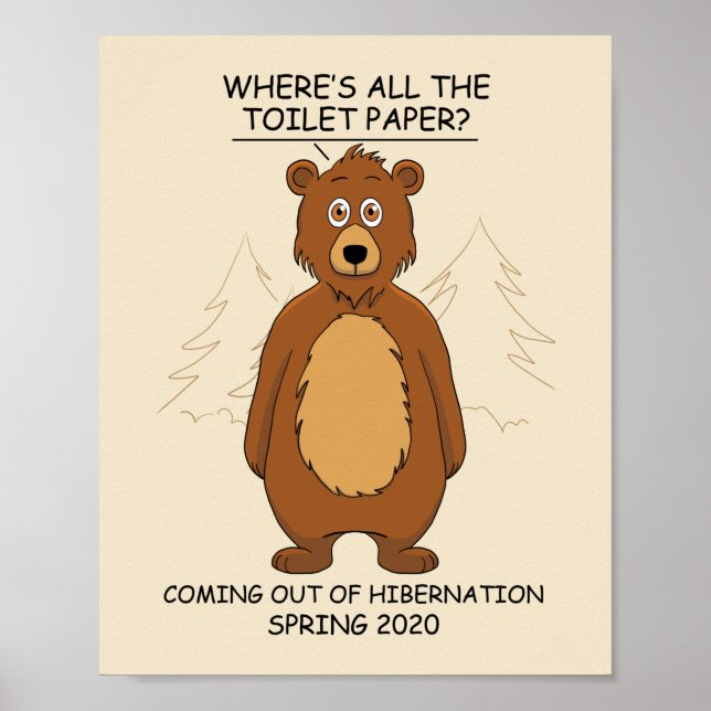 Poster Drôle Ours de l'hibernation dessin (Devant)