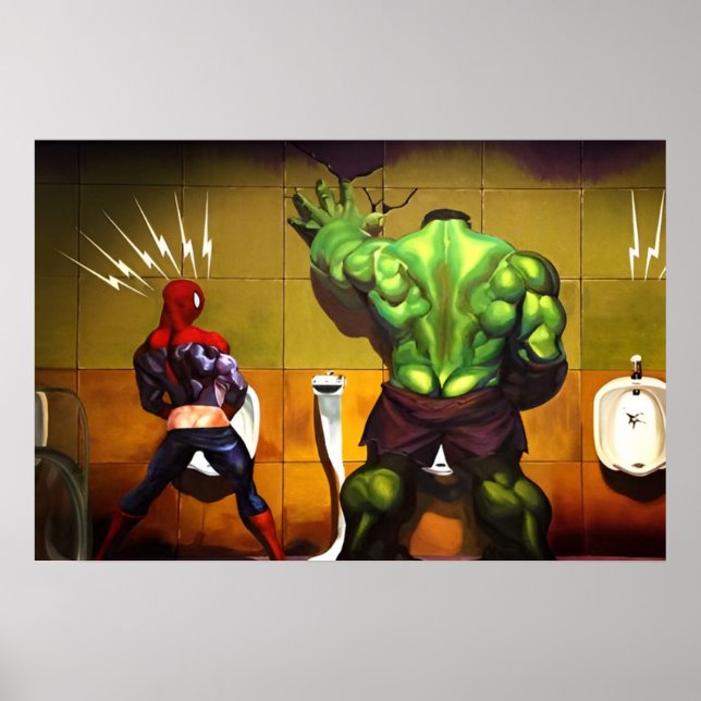 Poster drôle, papier toilette, superhéros, héros, humour (Devant)