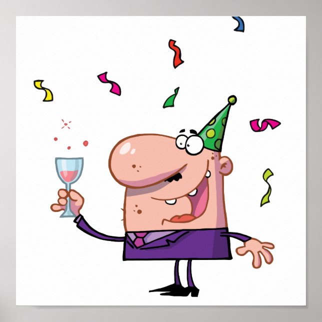 Poster Drôle Party Animal Cartoon Man (Devant)