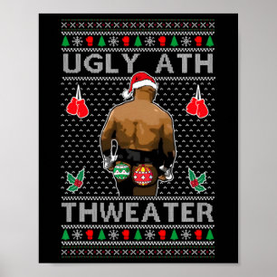 Poster Drôle Père Noël Boxe laide Ath Sweater Joyeux Chri