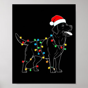 Poster Drôle Père Noël Labrador Retriever Les lumières de