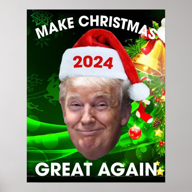 Poster Drôle Père Noël Trump 2024 Rendre Noël super (Devant)