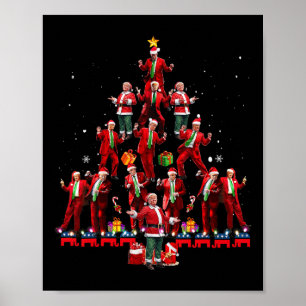 Poster Drôle Père Noël Trump Dance Tree Noël Pyjama Noël 