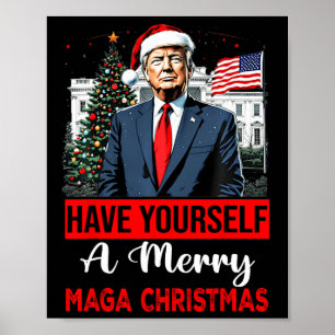 Poster Drôle Père Noël Trump S'Est Joyeux Noël