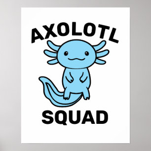 Poster Drôle petite équipe de Axolotl personnalisable ble