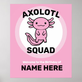 Poster Drôle petite équipe de Axolotl personnalisable ros