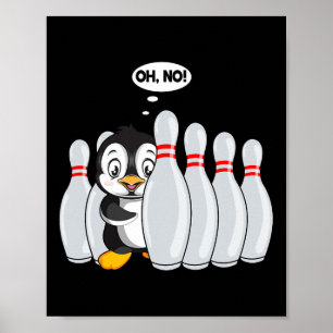 Poster Drôle Pin De Bowling Cute Penguin Pour Bowling Lov