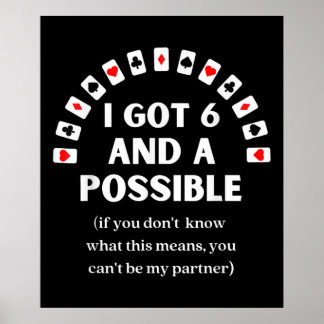 Poster Drôle Pique J'Ai Six Et Une Carte De Jeu Possible