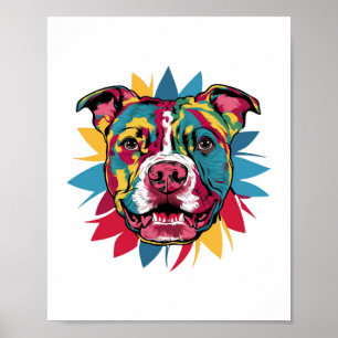 Poster drôle pitbull de chien coloré