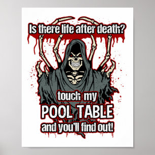 Poster Drôle Pool Player Grim Reaper