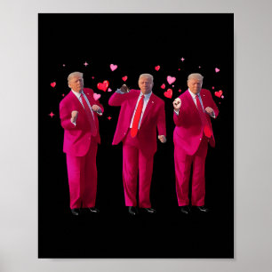 Poster Drôle Président Trump Danse Donald Trump Cœur V