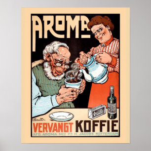 Poster Drôle publicité vintage de remplacement de café né