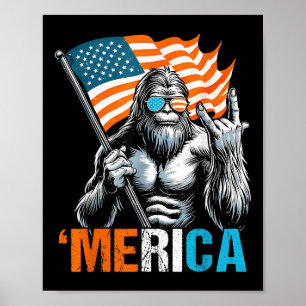 Poster Drôle Punk Rock Sasquatch Bigfoot Us Drapeau Meric
