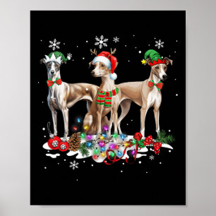Poster Drôle Pyjama Chien Whippet Chien de Noël
