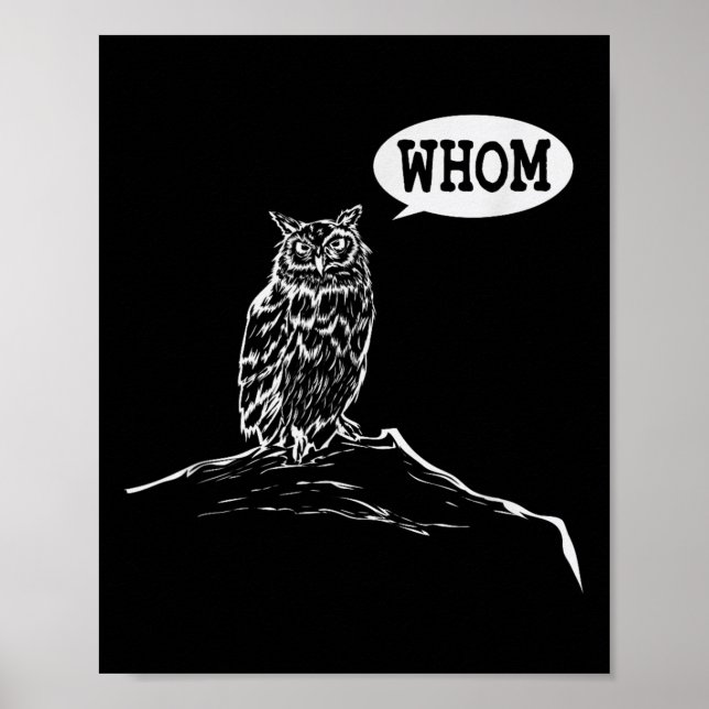 Poster Drôle Qui Hibou Grammar Englieacher (Devant)