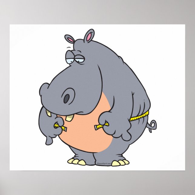 Poster drôle régime hippo mesure ligne de taille (Devant)
