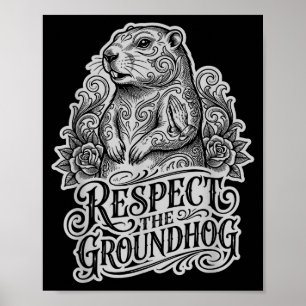 Poster Drôle Respecter La Marmotte Dans Le Style Jour De