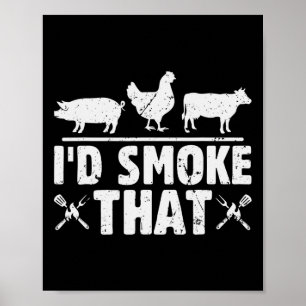 Poster Drôle Retro Bbq Fumeur Chef Fumeur Papa Je Fumerai